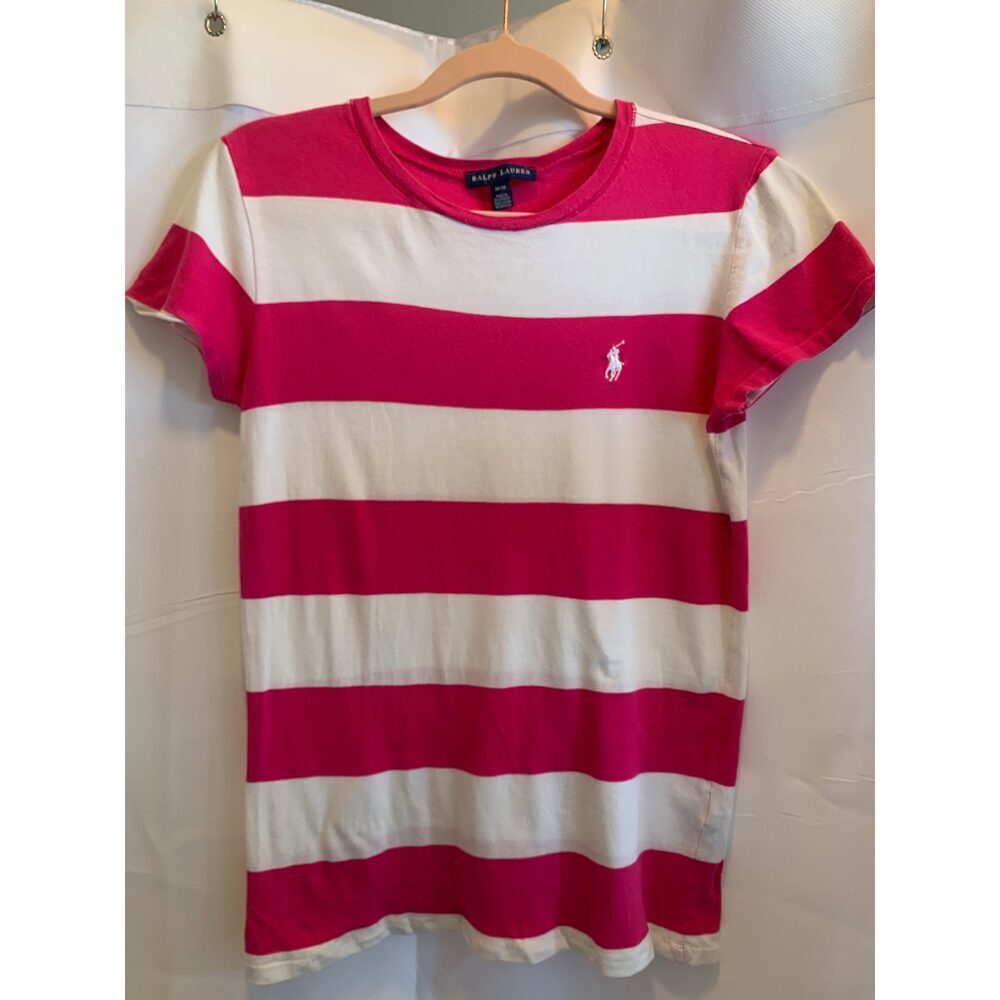 Ralph Lauren Pink Stripe T-Shirt Sz M
